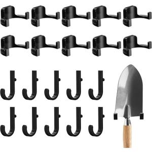 20 Pcs Storage Shed Tool Hooks Tool Hanger Compatible with Suncast Shed Accessories for Hanging Storage Shelves Organizer Accessories Parts Replacement Screws Brackets (J Shape/u Shape,Black)