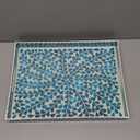 MAONAME Blue Decorative Tray, Plastic Serving Tray with Handles, Leaf Pattern Sticker Trays, Rectangular Trays for Living Room, 15.7" X 10.2" X 1.57"