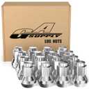 GAsupply ATV 10x1.25 Lug Nuts 14mm Hex, 10x1.25mm Closed End Acorn Tuner Chrome Lug Nut 1.2" 30mm Tall Conical Seat 60 Degree for Aftermarket Wheels, 16 Pcs (Silver)