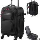 Rolling Backpack with Wheels  Airline Approved Underseat Carry-On Luggage 18x14x8, Water-Resistant Personal Item Bag with 2 Extra Replacement Wheels, Fits 15.6 Inch Laptop, Travel Backpack for Men (Black)