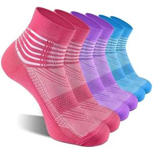 IRAMY Compression Ankle Support Socks Coolmax Wicking Cushioned Athletic Plantar Fasciitis Relief Men Women 2/3/6 Pairs, Pack 2, S