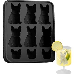 Dog Ice Mold - French Bulldog i Mold | Dog i Trays | Food-Grade Non-stick Kitchen Gadget Drink Iceblock Maker | 9-Grids Silicone Ice Molds Fun Shapes For Whiskey Juice Coffee