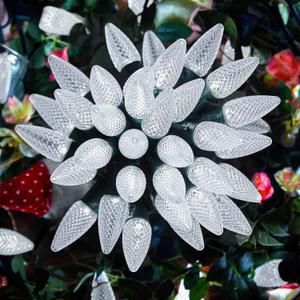 C9 Christmas String Lights Outdoor 50 Feet Led Christmas Lights, 50+2(Spare) Strawberry Bulbs Connectable UL Certified for Indoor Outdoor Roofline Patio Holiday Party Backyard Xmas Decor Pure White