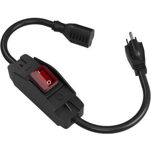 STARELO Extension Cord with ON/Off Waterproof Switch,Extension Cord with Switch 3-Prong Outdoor 1875W,Black Heavy Duty, 14/3 SJTW 15A 125V Grounded Plug Receptacle.(1.5FT,Black)