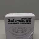 Kitchen Sink Drain Strainer - Upgraded Kitchen Sink Stopper,Sink Stopper Kitchen Drain,Stainless Steel Drain Plug with Anti-Clog Basket Drain Stopper Combo,for Standard 3-1/2'' Drain,Grey (Silver)