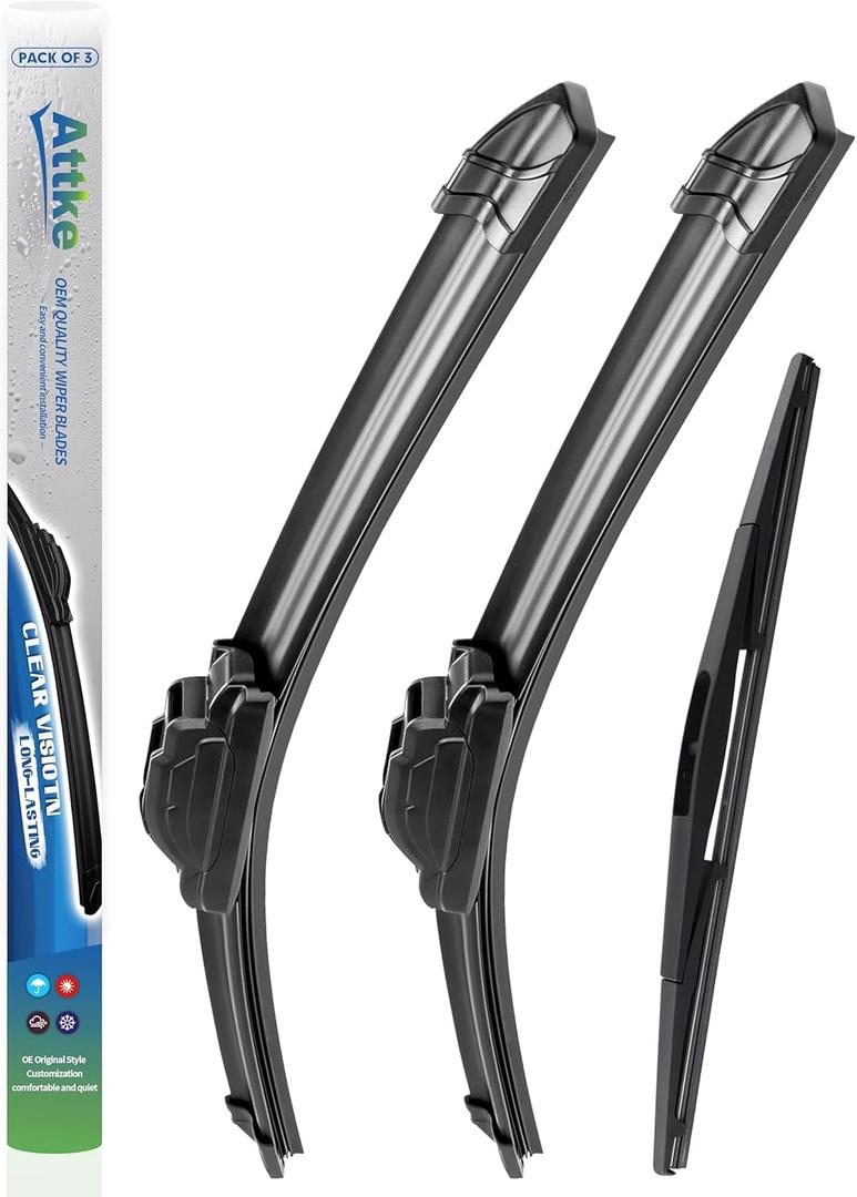 ATTKE Front and Rear Wiper Blade Set for GMC Envoy 2007-2009/GMC Yukon 2007-2014 (22 + 22 Front Wiper Blade and 12 Rear Wiper Blade)