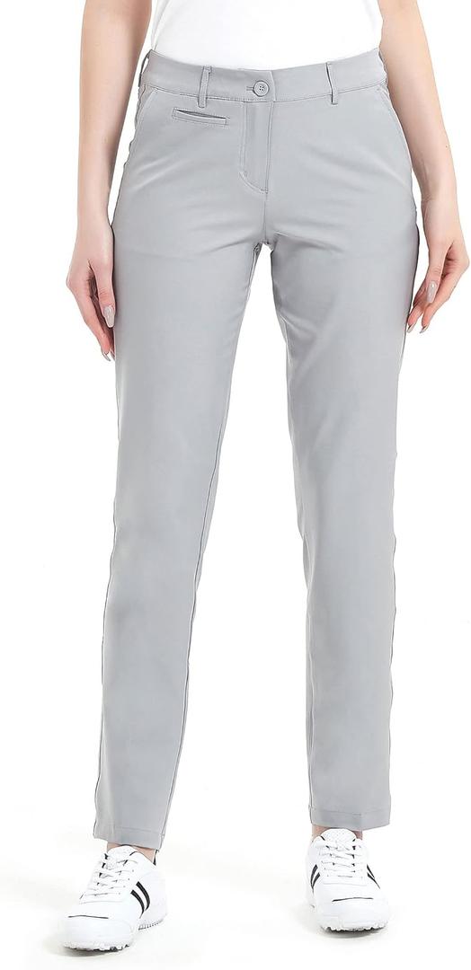 Lesmart Womens Pants Golf Stretch Lightweight Breathable Quick Dry Work Ladies Golf Pants with Pockets (12, Grey)
