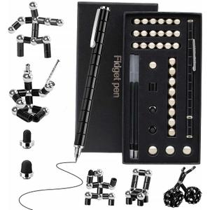 Magnetic Fidget Pen Mens Gifts - Novelty Christmas Stocking Stuffers for Adults, White Elephant Gifts, Cool Gadgets Stuff Fidget Toys Adults, Anxiety Relief Items Gift for Tech Lovers Office Worker (Standard-black)