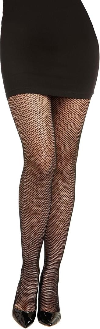 2 x Dreamgirl womens Plus Size Back Seam Fishnet Pantyhose (Black)