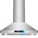 36 inch Range Hood Wall Mount, 1200 CFM with 4-Speed Gesture Sensing & Touch Control, Stainless Steel Ducted Kitchen Stove Vent Hoods with 2 LED Lights, Time Setting, Dishwasher-Safe Baffle Filters