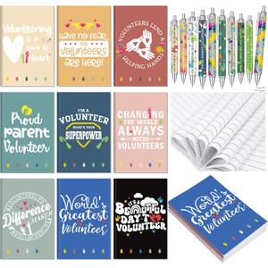 2 x Resurhang 18 Pcs Volunteer Appreciation Gifts Set Includes 9 Volunteer's Notebook Journal and 9 Inspirational Ballpoint Pens Thank You Gift for National Volunteer Week, Social Workers, Teachers