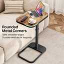 Kitstorack TV Tray Table, Adjustable Height & Flip-Top & Rounded Metal Corners, Snack Table for Couch, Sofa, Bed, Chair, Living Room, C Shaped End Side Table for Eating, Dinner or Laptop, Small Spaces