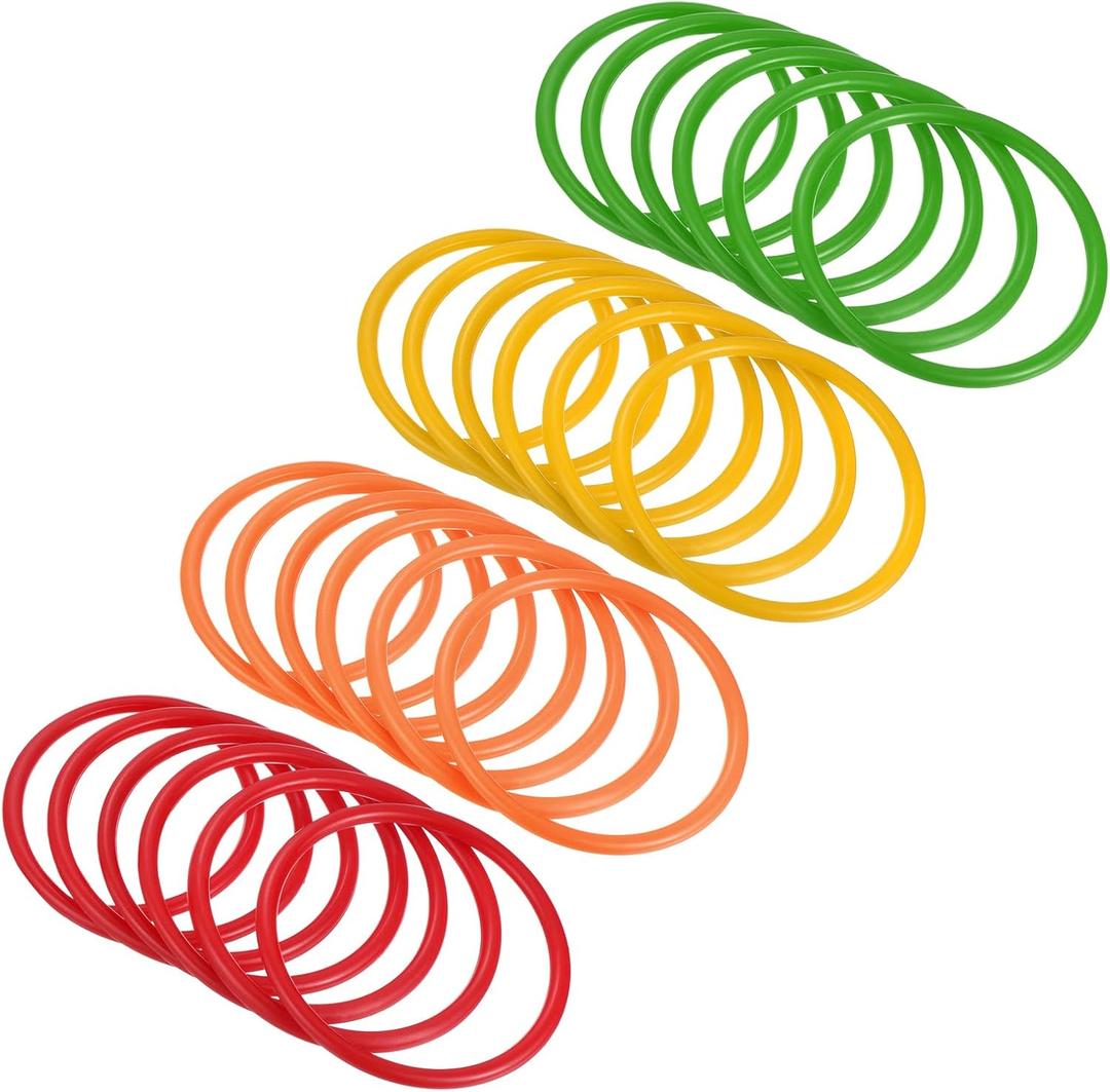 PATIKIL Carnival Ring-Toss Rings Set Plastic Hoops for Outdoor Party Favor Game Booth (8.5cm, Green, Orange, Red, Yellow)
