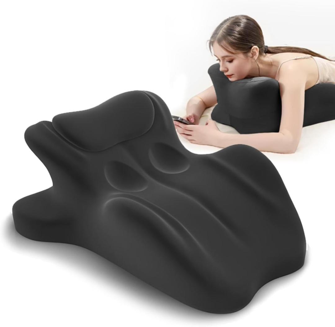 Ergonomic Memory Foam Wedge Pillow, 27 Angled Support for Neck and Waist, Multi-Position Support Pillow - Black (Plus Size 25.5 * 21.5 * 11.8 inch)