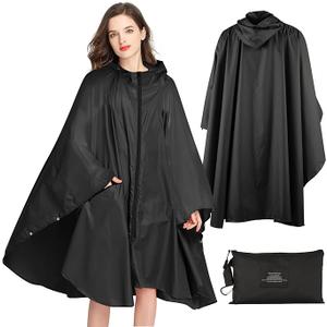 Lightweight Waterproof Rain Poncho for Women Men, Windproof Reusable Ripstop Breathable Raincoat with Hood for Outdoor Activities Quick Dry Hooded Raincoat Free Size Raincoats, Pack of 4