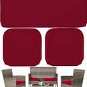3 Pack Outdoor Cushion Covers Replacement, Waterproof Patio Seat Cushion Cover Fit for 4-Seater Wicker Rattan Conversation Set Loveseat Chair Couch Furniture, Cover Only, 38x19x2,19x19x2,Burgundy (Burgundy-zipper Closure Style)