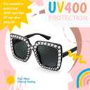 FEISEDY Kids Sunglasses for Girls Oversized Square Sparkling Party Sun Glasses Lightweight Fashion Shades B0053 (Black)