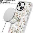 Magnetic Phone Case for iPhone 14/iPhone 13,Compatible with MagSafe,Clear with Floral Pattern Phone Cover for Girls Women,Slim Fit TPU Shockproof Cell Phone Case