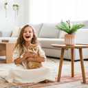 Artificial 21 Fronds Boston Ferns with Pot for Home and Outdoor Decor, Large Faux Fern Plants Decoration for Office & Living Room, Patio, Garden, Suitable for Christmas Decor (Pink & White Pot)