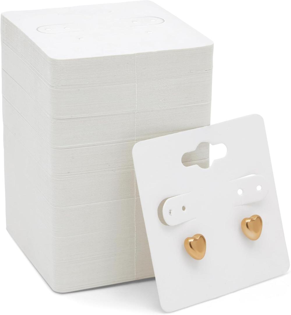 Juvale White Earring Cards, Hanging Earring Cards for Selling, Display, Packaging, Storage, Durable and Sturdy Paper Material, Jewelry Holders (2x2 Inch) Bulk Pack - 200-Pack (White)
