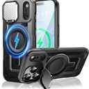 Camera Stand Case for iPhone 17 Pro Max, [Compatible with MagSafe] [Lens Cover] 2025 Version Military Grade Protective Soft Case for iPhone 17 Pro Max 6.9 inch Men Women, Black