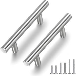 10 Pack 5" Brushed Silver Cabinet Pulls, Hollow (3" C-C) Universal Cabinet Handles for Kitchen/Bathroom/Dresser, Cupboard Hardware for Bar Pulls