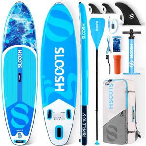 SLOOSH Inflatable Stand Up Paddle Board, 10'6" Paddle Boards with Premium Accessories, Non-Slip EVA Deck, Ultra-Light Carry Bag Pump, Ripple SUP for Youth & Adults of All Skill Levels, Ocean Surge