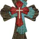 Blulu Cross Wall Decor Hanging Wooden Decorative Wall Cross Rustic Catholic Crucifix Spiritual Art Sculpture for Home Decor Religious First Communion Church Decoration Gift