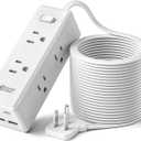 15 Ft Extension Cord with Multiple Outlets, Long Extension with 6 Outlets 4 USB Ports(2 USB C), Flat Plug Surge Protector Power Strip for Home, Office Supplies, Dorm Essentials
