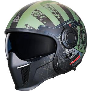 TRIANGLE Full Face Motorcycle Helmets,Off-Road Motocross Helmet for Men & Women,Dual Visor with Internal Tinted Sunshield,Open Face 3/4 Adult Racing Helmet DOT Approved(XL) (Green)