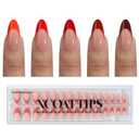 BTArtboxnails XCOATTIPS French Tip Press on Nails - Red French Tip Nails Almond Medium, Red French Press on Nails 150Pcs, Soak Off Soft Gel Nail Extension
