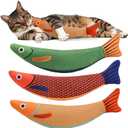 AUSCAT Cat Catnip Toys, 3PCS Catnip Fish Toy for Cats, Cat Kicker Toys with Crinkle Sound, Interactive Plush Soft Cat Toys for Indoor Cats and Kittens