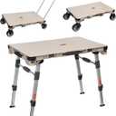 LEADALLWAY 3-in-1 Multi-Purpose Camping Table Wagon Portable Outdoor Platform Truck, Dolly & Utility Cart with 5.4" Wheels (Beige)