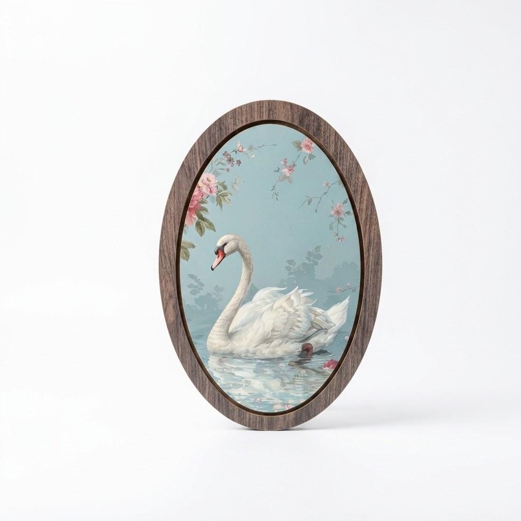 ShowDraven Vintage Swan Wall Art Decor, 16x10 inch