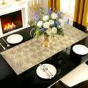 FAVE Gold Small Table Runner 36 Inch Heat Resistant Vinyl Table Cover for Dinner Party Wedding Decor (Golden Ball)