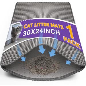 Cat Litter Mat Double Layer Waterproof Urine Proof Trapping Mat 1 Pack (Gray, 30x24 Inch)