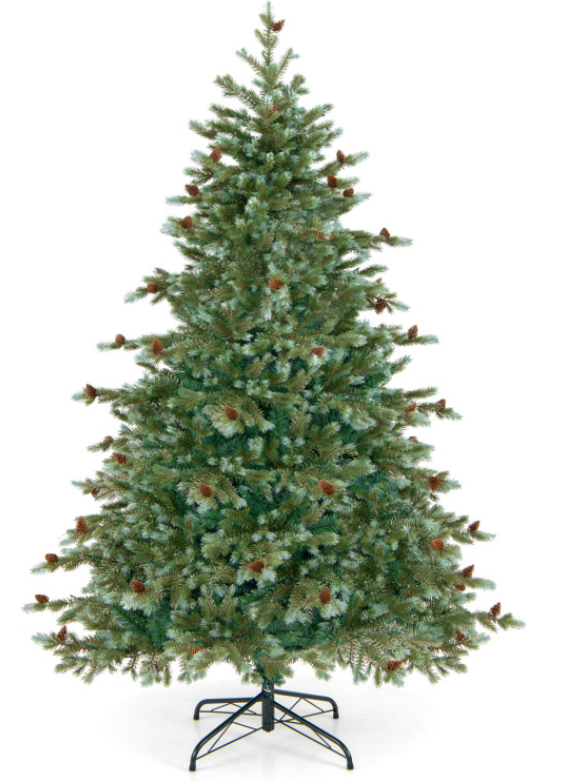 6/7/8 Feet Christmas Tree with Warm White LED Lights and Pine Cones-7 ft