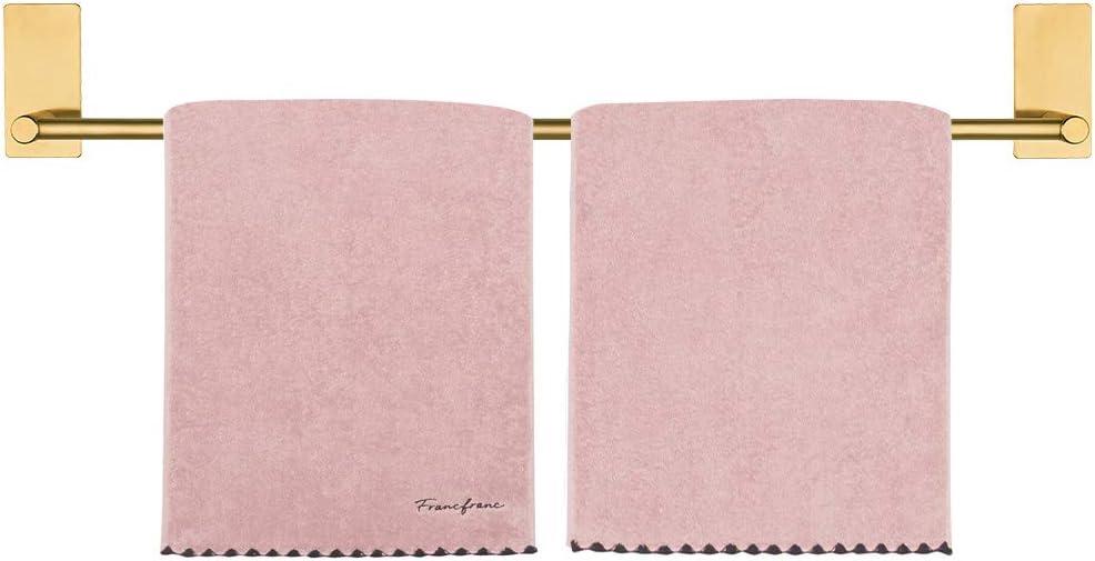 NearMoon Self Adhesive Bathroom Towel Bar- Stainless Steel Bath Wall Shelf Rack Hanging Towel Stick On Sticky Hanger Contemporary Style, NO Drilling (1 Pack, Brushed Gold, 24-Inch Towel Rack)