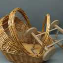 Handwoven Wicker Carriage Flower Basket, Rattan Stroller Shaped Planter for Shower Centerpiece, Vintage Wedding Floral Decor, Photography Props, Rustic Home Dcor