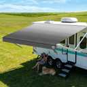 19.5oz Heavy Duty RV Awning Fabric Replacement, 5-Layer Rip-Stop No-Hole Vinyl Camper Awning, Waterproof UV-Resistant RV Canopy for Trailer & Motorhome Awning, Universal Fit, 18FT (Fabric 17'2")