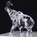 Acrylic Clear Elephant Figurines Crystal Glass Finish, High End African Statues for Home Decor, Elephant with Trunk up, Large Elephants Statue Sculpture, Lucky Gifts Office Feng Shui Elephants