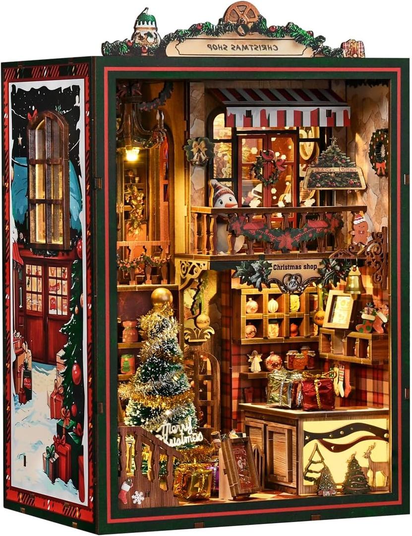 Book Nooks for Adults, DIY Miniature Dollhouse Book Nook Kit, Model Kits Craft Kits for Adults with Led Light and Music Mechanism, Adult Craft Kits Gifts for Family and Friends