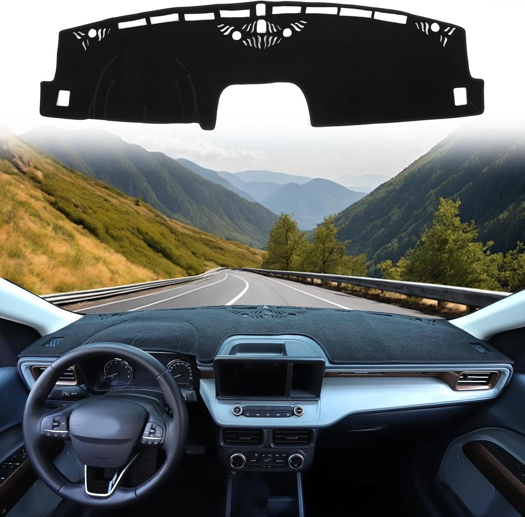 Dashboard Cover Mat Dash Mat Compatible with 2025 2024 2023 2022 Ford Maverick,Polyester Dashboard Cover Sun Shade Pad,Suede Car Anti-Slip Dash Board Pad for Maverick Accessories (Black)