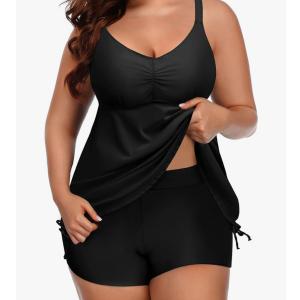 Plus Size Tankini Swimsuits for Women Two Piece Bathing Suits with Shorts Tummy Control Swimwear,XL