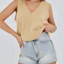 Fisoew Womens Summer Tank Tops V Neck Sleeveless Casual Loose Flowy Tunic Workout T Shirts (Small)