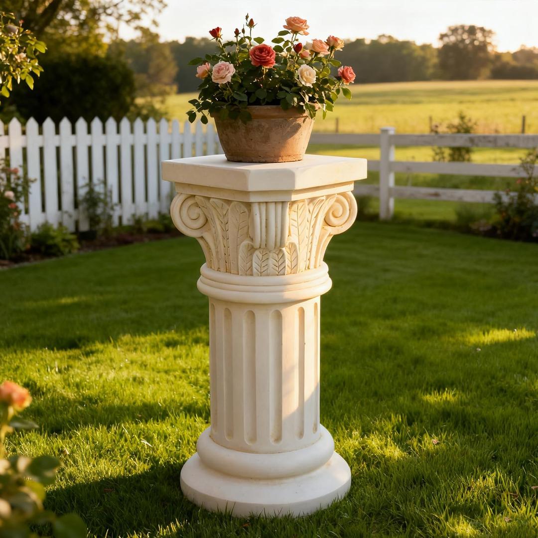 White Pedestal Stand Garden Tall Plant Stands Indoor Pillars for Wedding | Flower Pedestals for Statues Stand Concrete Display Pedestal Planter Garden Pedestal Outdoor Wedding Columns Greek Elegant