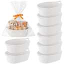 8-Pack Versatile Woven Gift Baskets Set with Handles, Includes Clear Bags & Ribbons, 11.8 Inch Sturdy and Long-Lasting White Decorative Storage Baskets