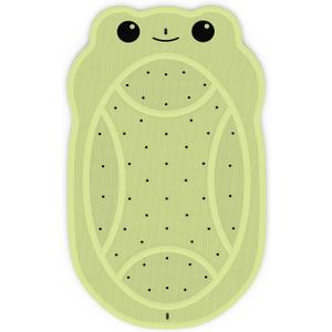 Upgraded Kids Bathtub Mat Non Slip, Low-Odor Natural Rubber Bath Mat with Strong 18mm Suction Cups, Flat Non-Slip Surface, 30"x18" Cute Frog Design, Shower Mat Fast Draining for Smooth Tubs, Green