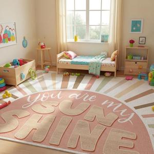 Drydiet Classroom Rug Elementary Educational Daycare Rug Large Preschool Carpet for Classroom Playmat for Kids Toddler Nursery School Early Learning (Sunshine,11.8 x 6.6 ft,Pink)