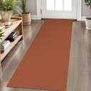 KOZYFLY Runners for Hallways 2x6 ft Washable Kitchen Runner Non Slip Rubber Backed Hall Runners Cotton Entryway Runner Rugs Floor Carpet for Indoor Backdoor Bedroom Kitchen, Orange/Tan